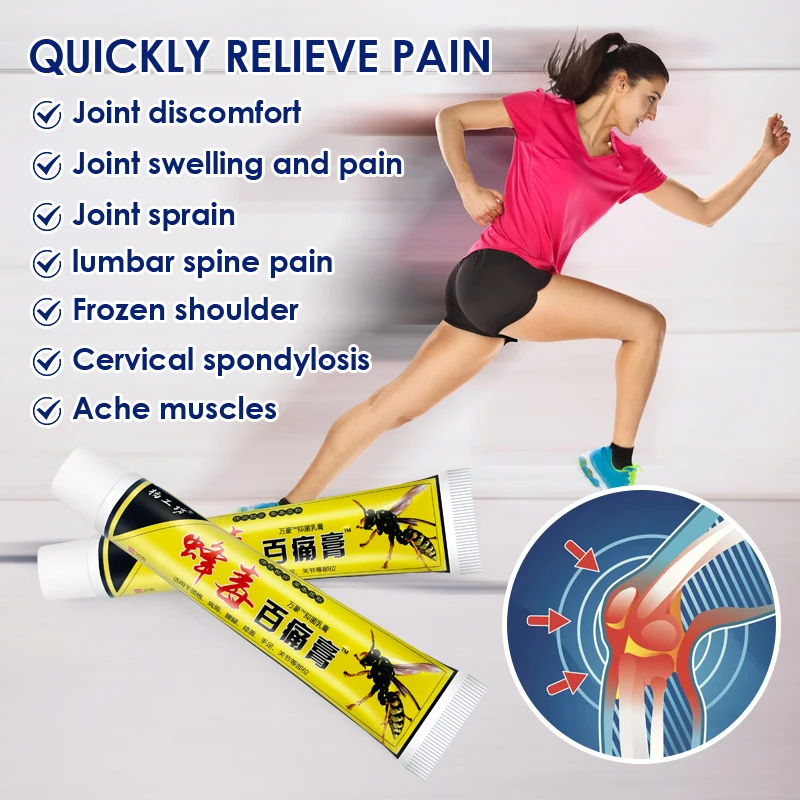 1Pcs Back Pain Ointment Bee Venom Arthritis Pain Shoulder Neck Cream Rheumatic Cervical Medical Cream Relieve Muscle Strain S047