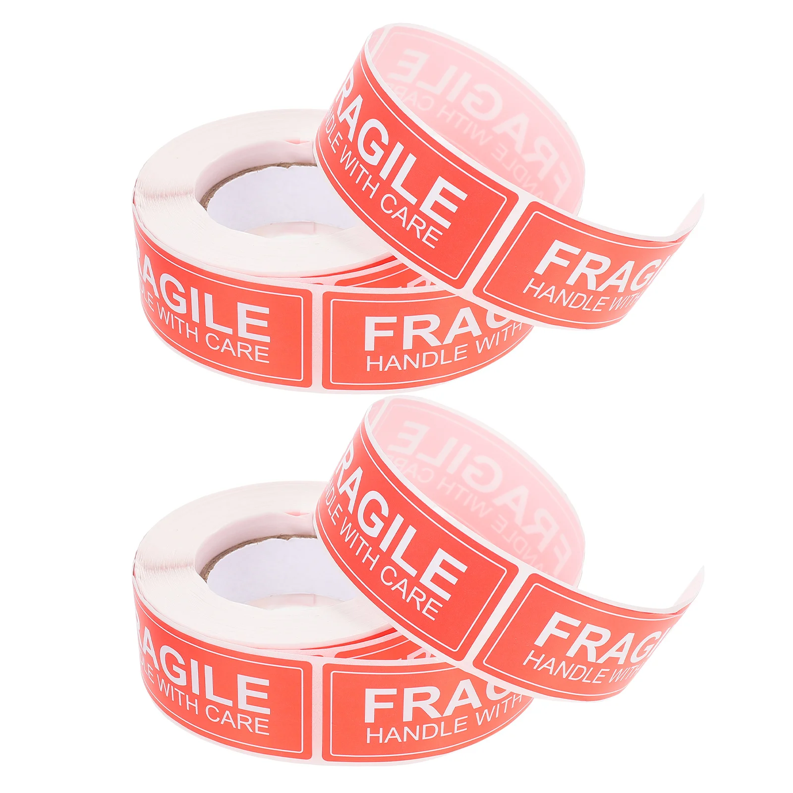 2 Rolls Fragile Warning Stickers Handle With Care Shipping Label Packing Caution Adhesive Sticker Boxes Bags Glass Plastic Metal