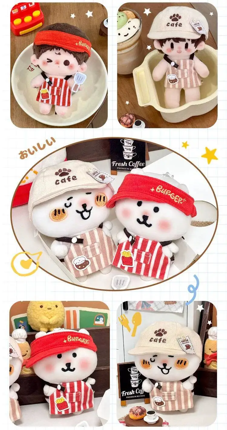 Original 24-Hour Convenience Store Series 10cm Doll Clothes Cotton Doll Convenience coffee shop Burger Shop store manager