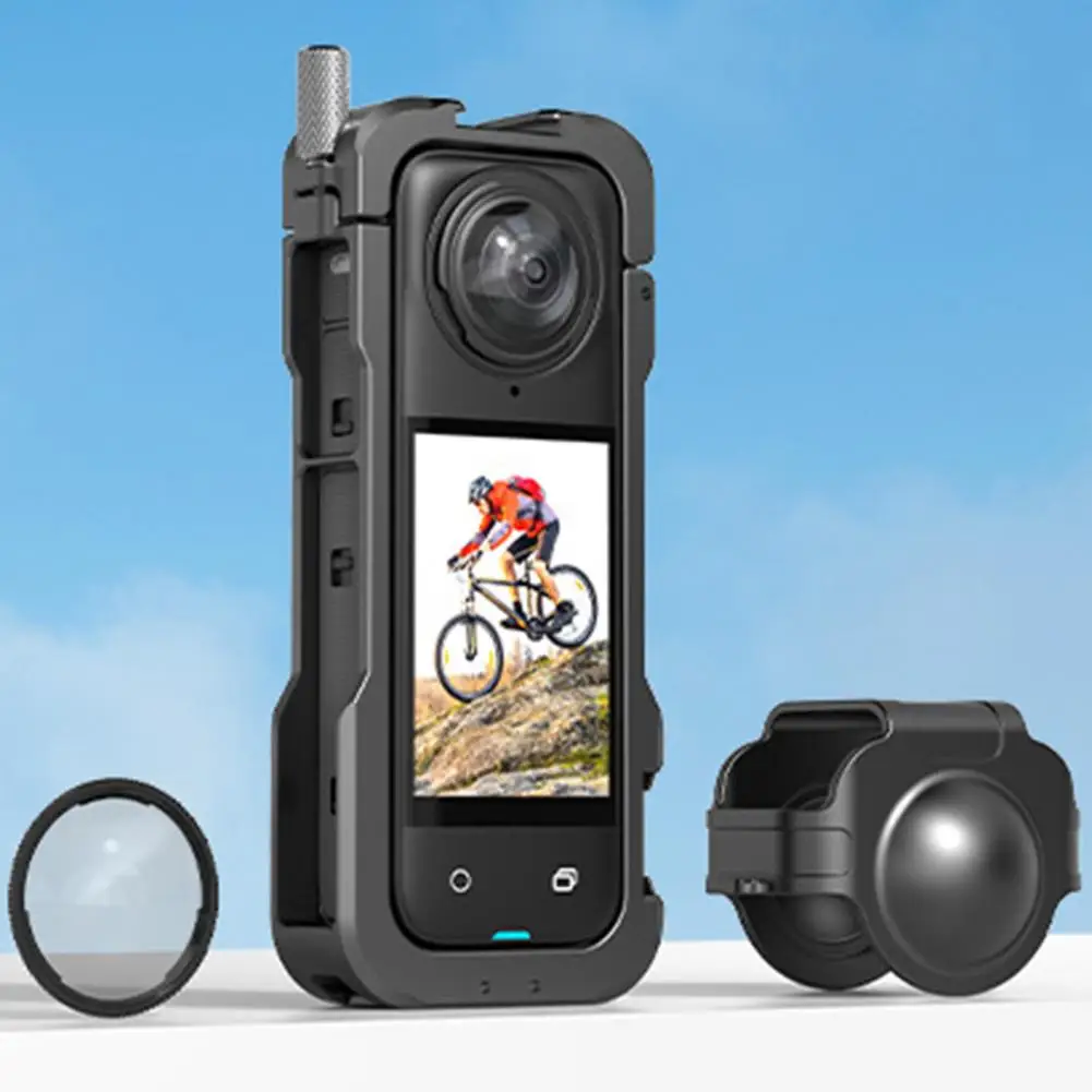 กรอบกล้องที่ทนทาน กรอบป้องกันโลหะที่ทนทานสําหรับกล้องแอคชั่นแคมเมรา Insta360 X4 กรงทนต่อแรงกระแทกสําหรับ Ultimate