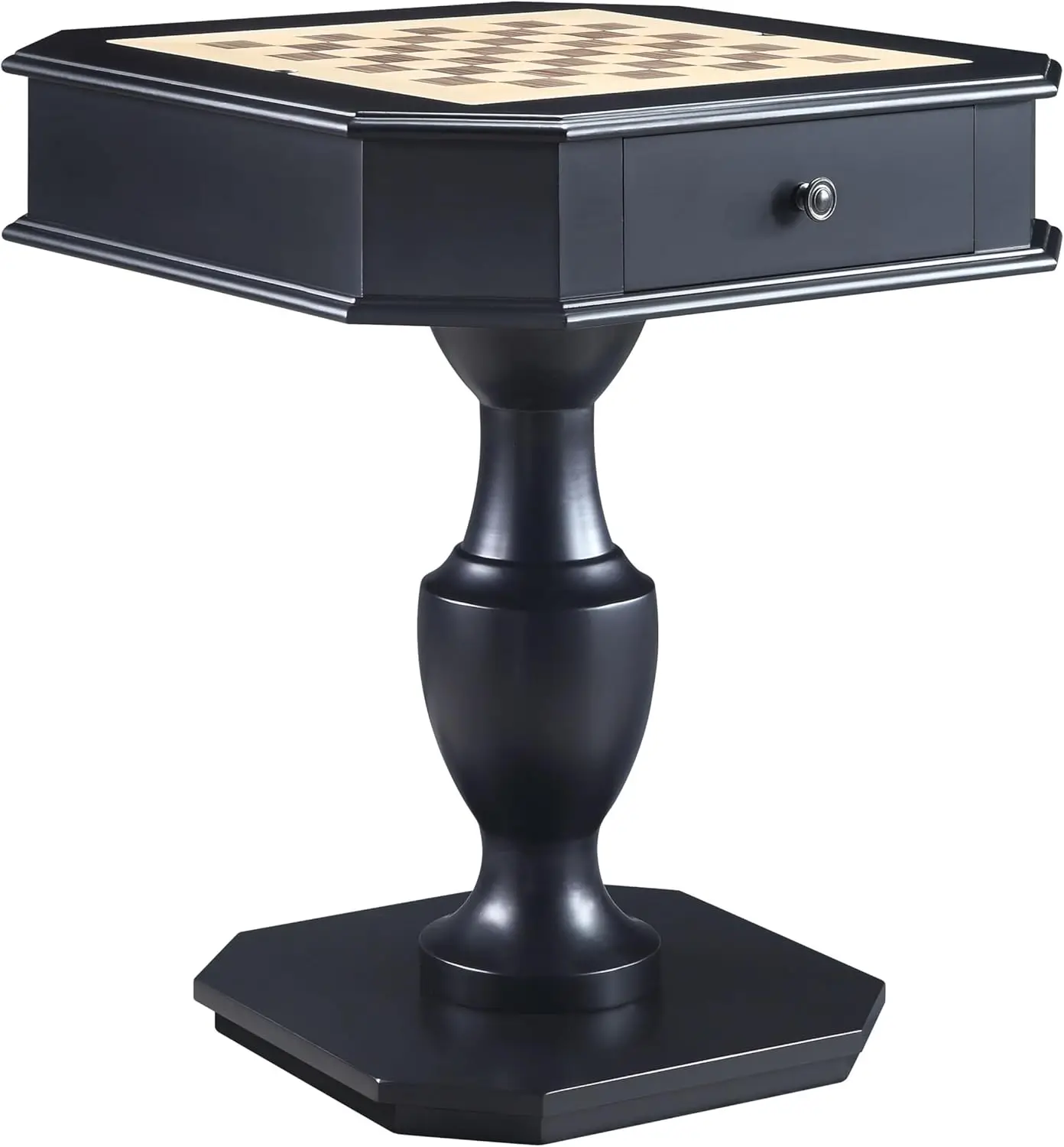 Galini 2-Drawer Wooden Game Table in Black