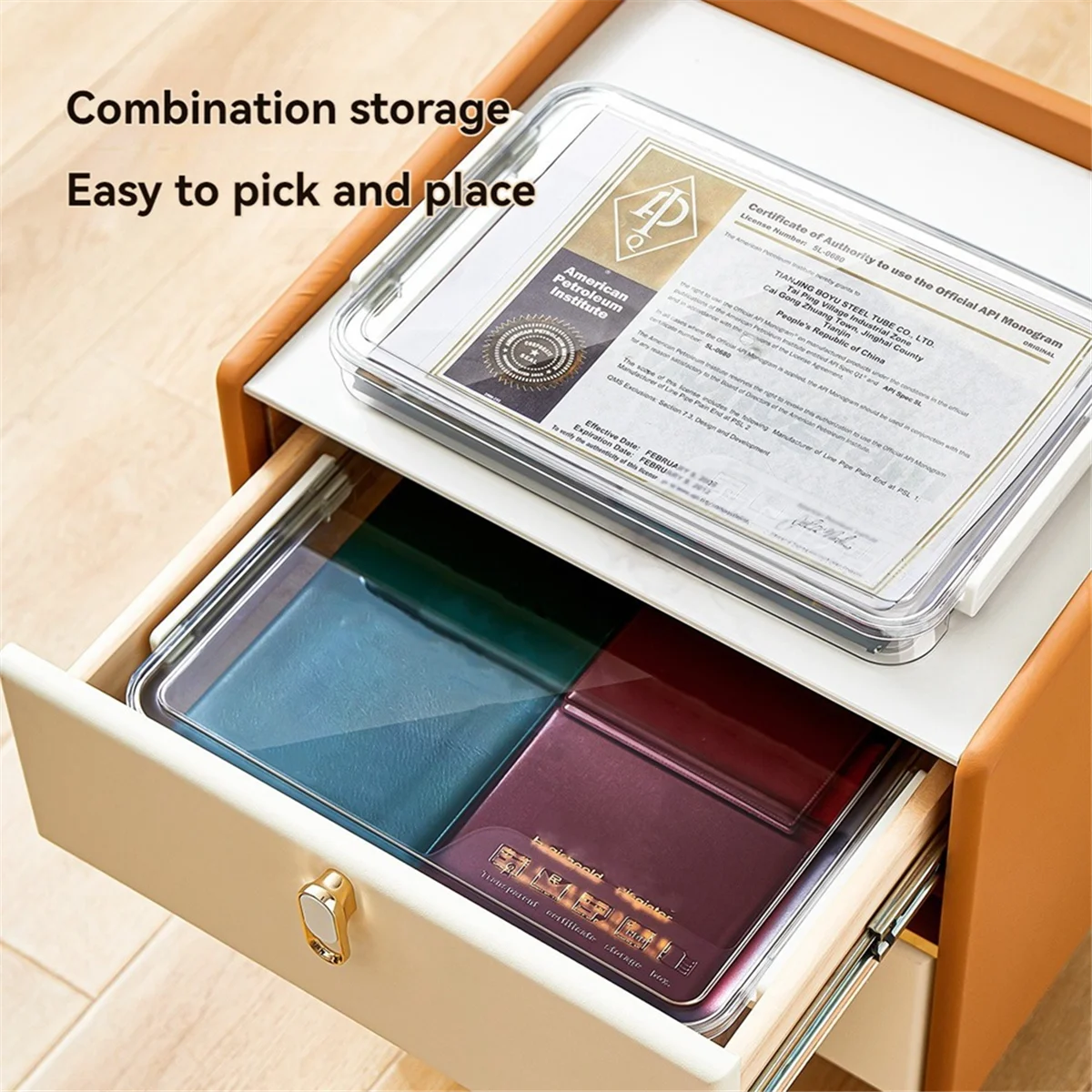 ADP-A4 Transparent Storage Box Portable Plastic Document Stationery Jewelry Storage Case School Home Office Supplies Blue