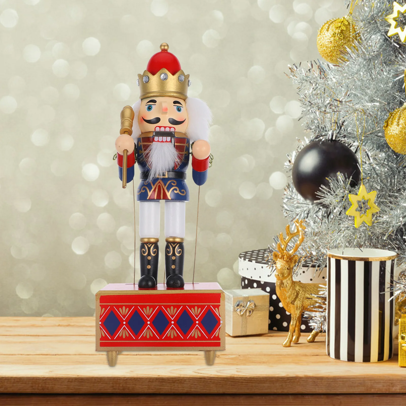

Xmas Nutcracker Music Box Wooden Christmas Gift for Her Him Holiday Decor Musical Box Wood Adornment Cabinet Window Sill