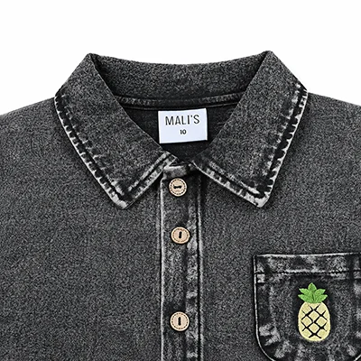 Herbst-Winter Denim Schwarz Kinderbekleidungsset - Familien-Matching-Outfits für Jungen und Mädchen mit Hemd und Strampler – Detail 25