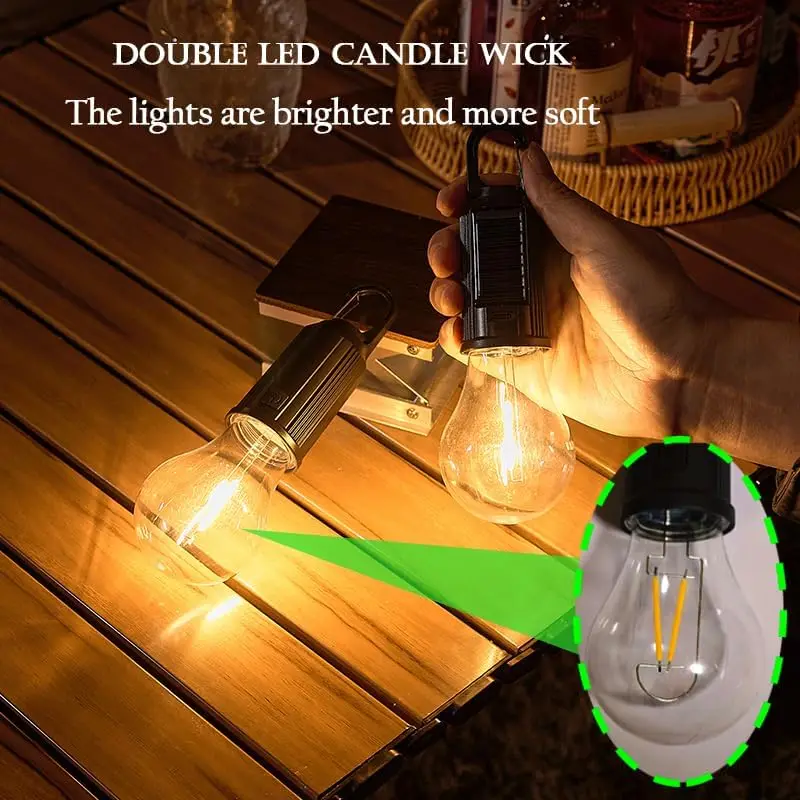 Solar LED Camping Lights Type-C Rechargeable Hanging Tent Light 3 Light Modes Outdoor Camping Lamp Portable Ambient Light Bulbs view 4