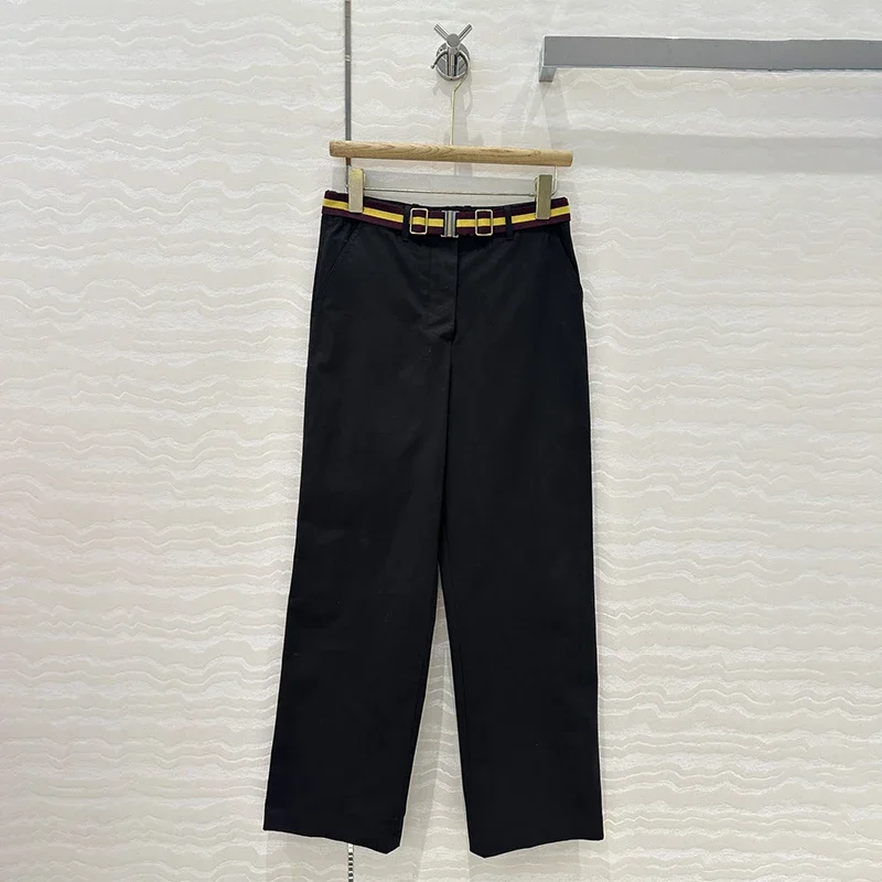 R0W* 2024SS Cotton Simple Loose Wide Leg Woman's Trousers Commuter Casual Small Western Pants Y2k Women's Clothing