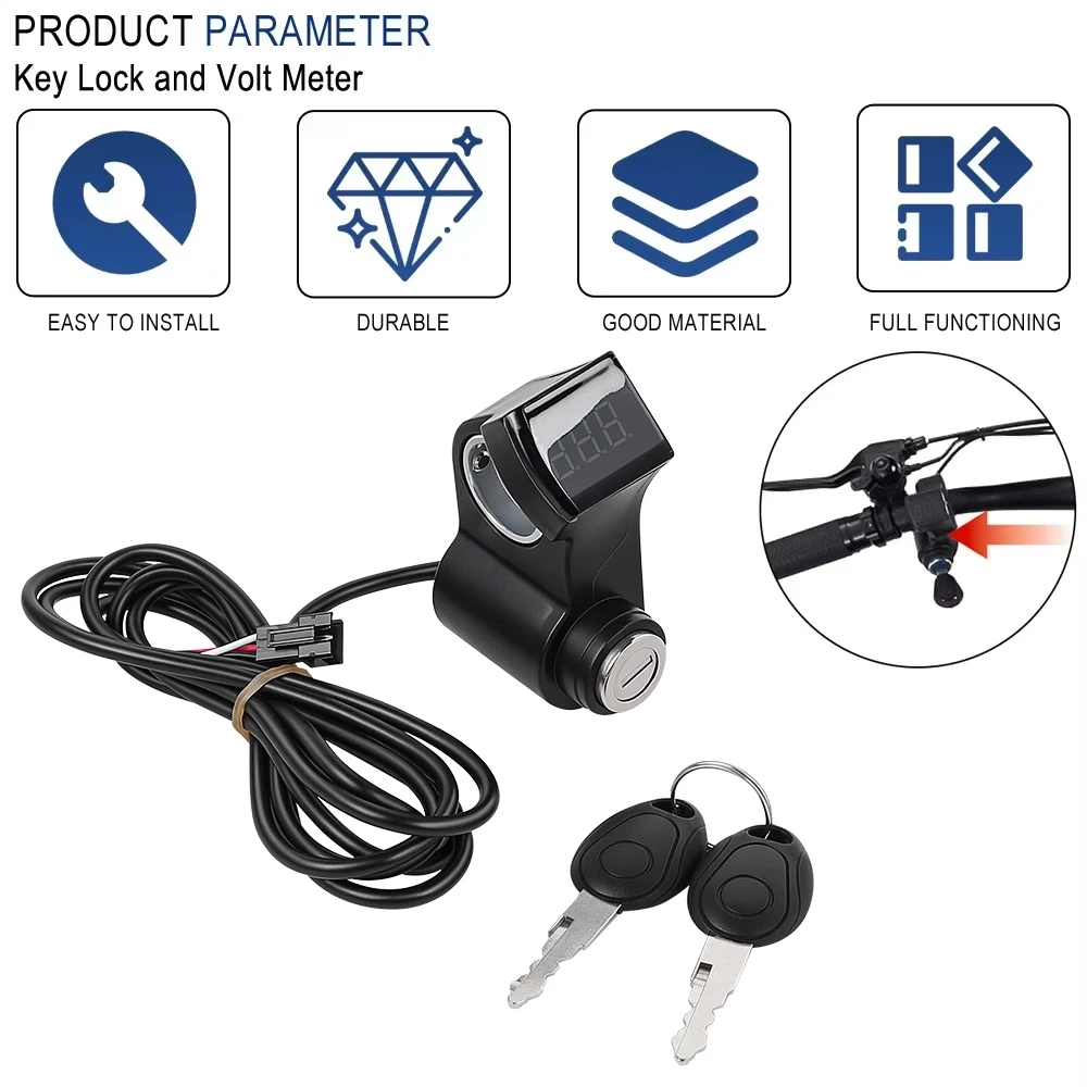 Ignition Key Power Key Lock Voltmeter Digital Voltage Display Switch Power Thumb Throttle for ZERO 8X 10X 11X Electric Scooter