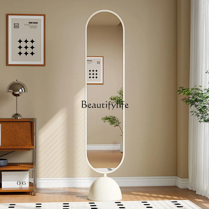 

Cream wind floor hanger integrated mirror rotatable fitting mirror home living room dressing mirror