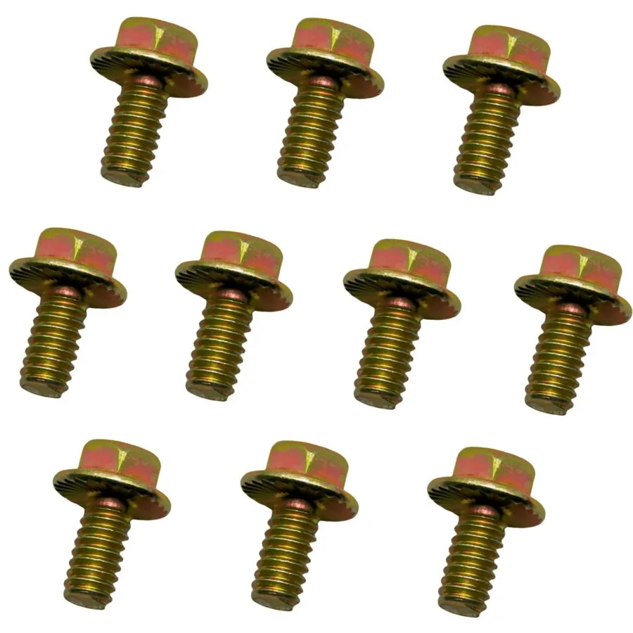 

1 4" x 1 2" Flanged Hex Toothed Bolt by Color Zi Plated Alloy Steel Grade 5. 10pcs Pack