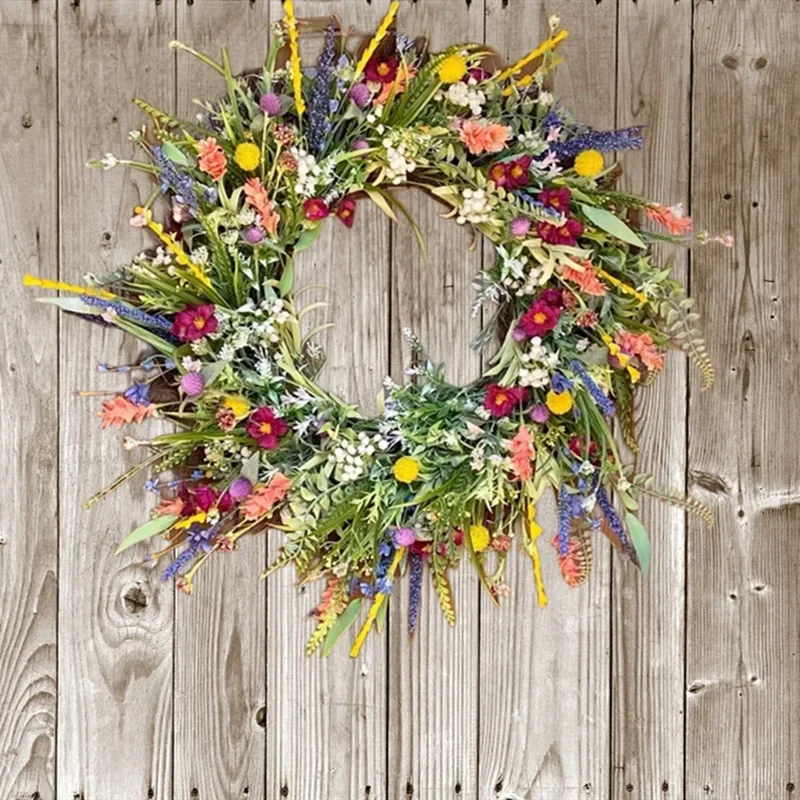 Flower Wreath Decoration Pendant in Front of The Door Simulated Dried Flower Handmade Flower Wreath Handicraft