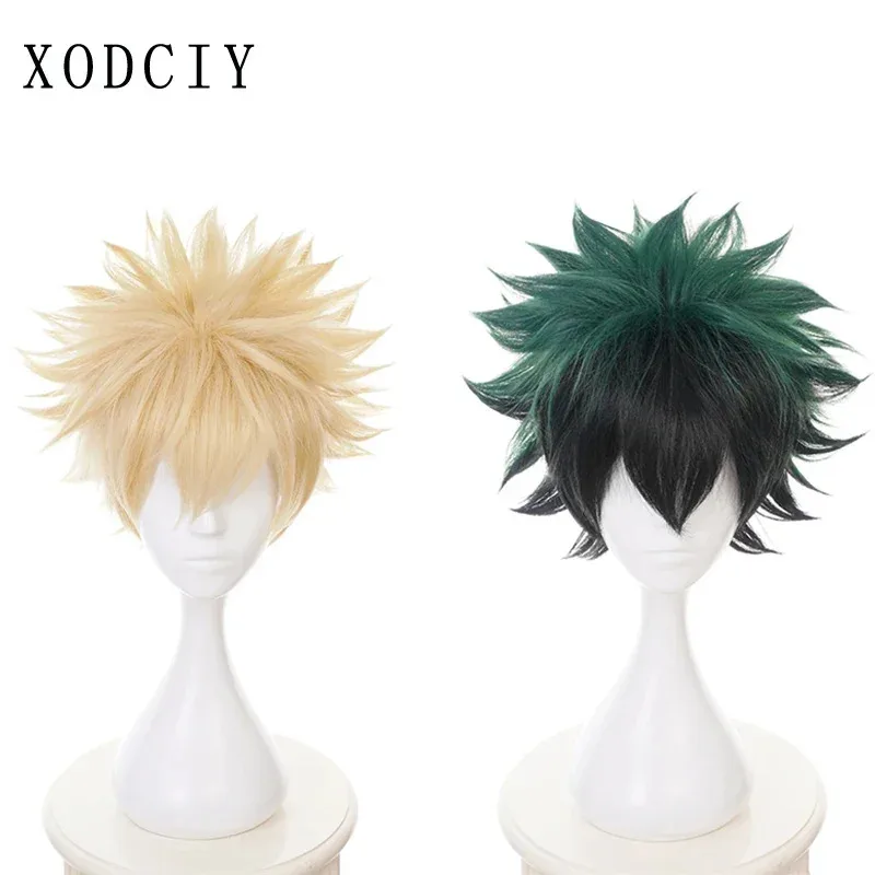 

Мидория Изуку Бакуго Кацуки Бакуго Короткий парик Косплей Термостойкие синтетические волосы Парик Кепка