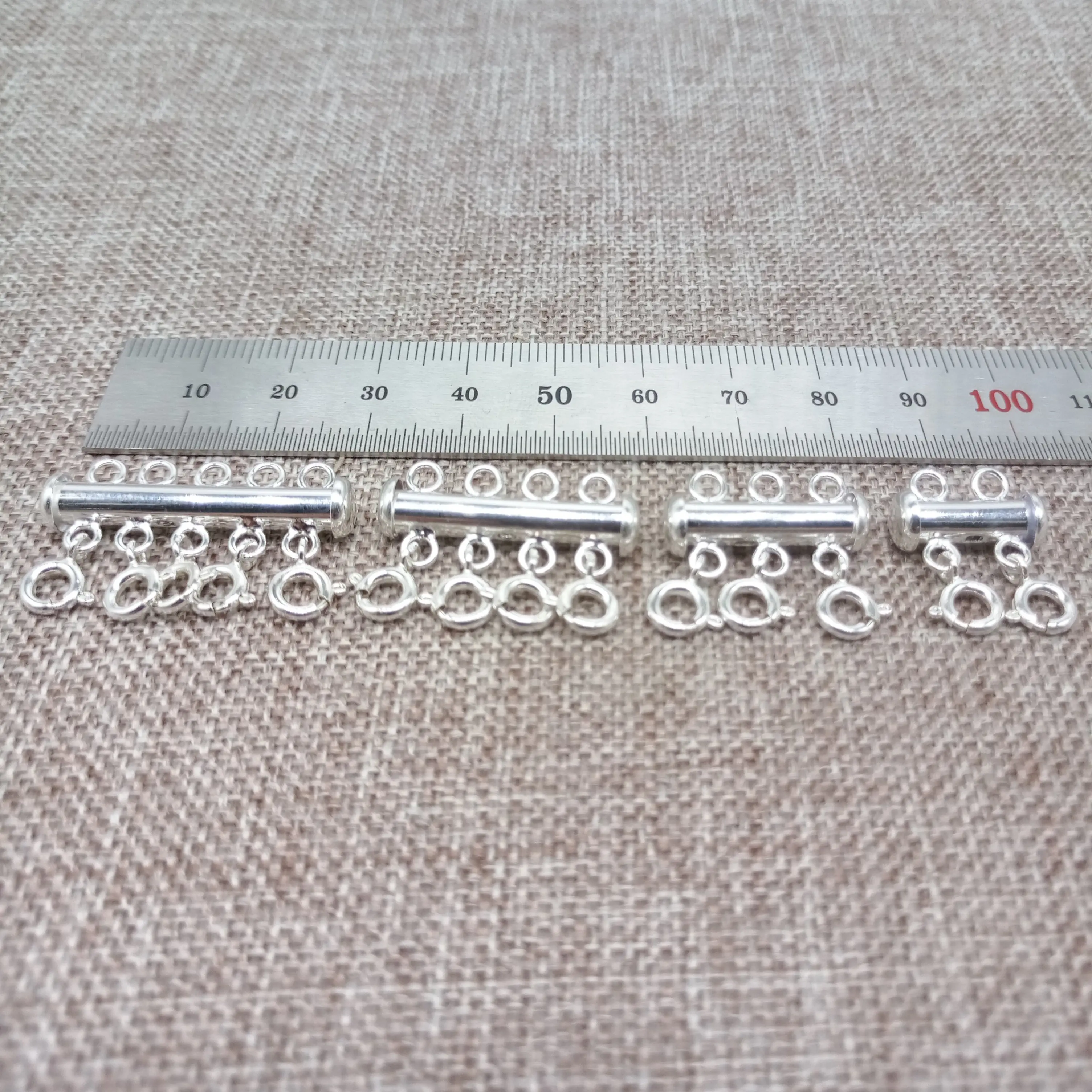 Layered Detangler Tube Clasp 2 3 4 5 6 7 8 Strands in 925 Sterling Silver for Necklace Making