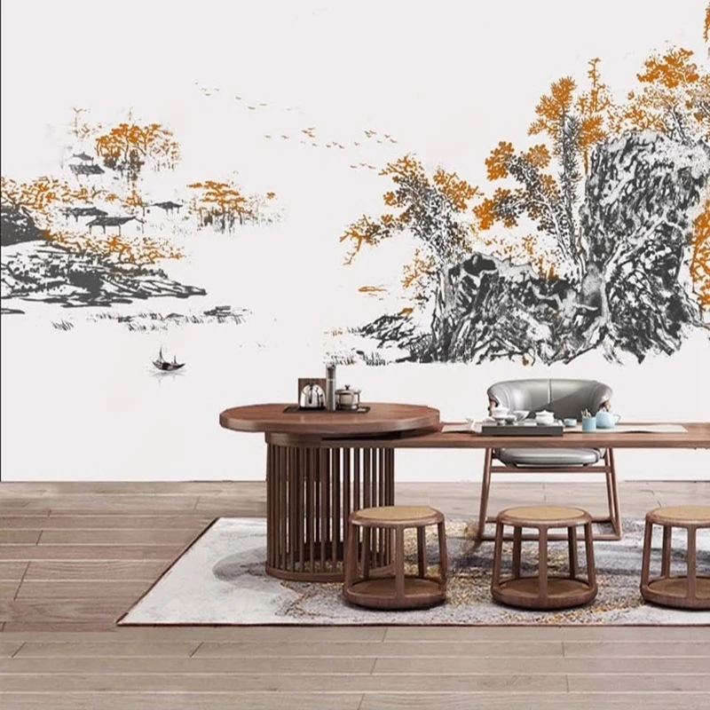 MU8139 Wall Mural Modern Art Hand Painted Leaves Fruit Murals Wall Cloth Dining Room Living Room Background Home Decor Wallpaper