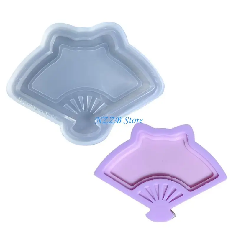 

T21F Folding Fan Shaped Desserts Mold Soft Silicone Molds DIY Fan Resin Casting Mould Wedding Gift Party Favor
