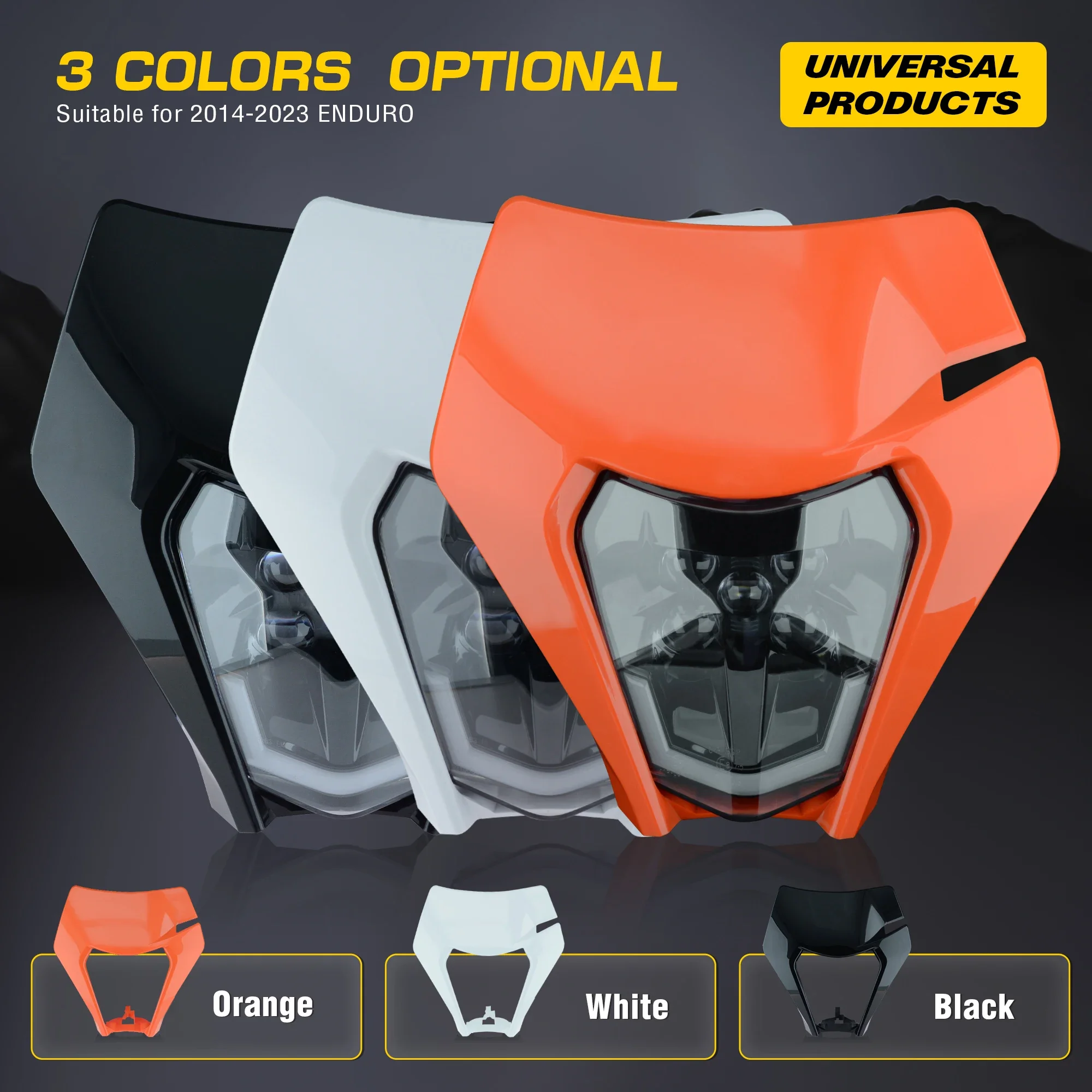 Powerzone Motorcycle LED Headlight Plate for KTM EXC XC SX MX XC 125 250 300 450 Supermoto Enduro Universal Dirt Bike Headlights
