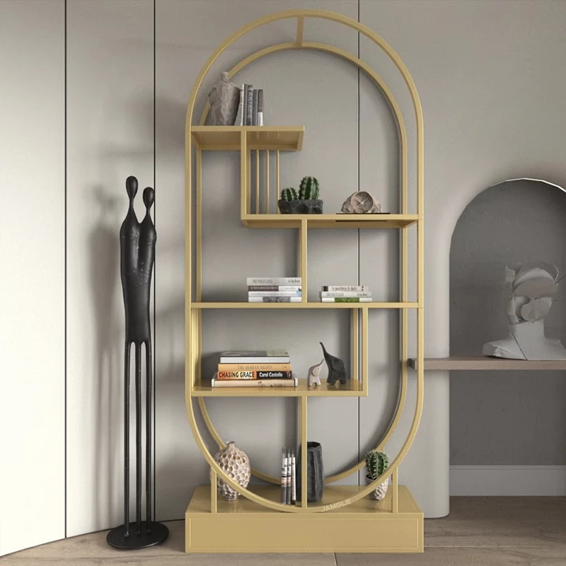 Wrought iron shelf simple creative floor bookshelf living room partition office storage rack