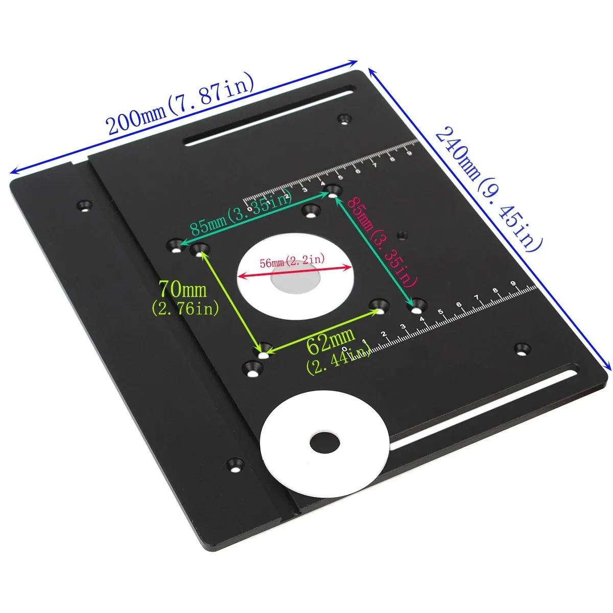 Multifunctional Aluminium Router Table Insert Plate Woodworking Electric Wood Router Flip Plate for Working Benches Router Plate