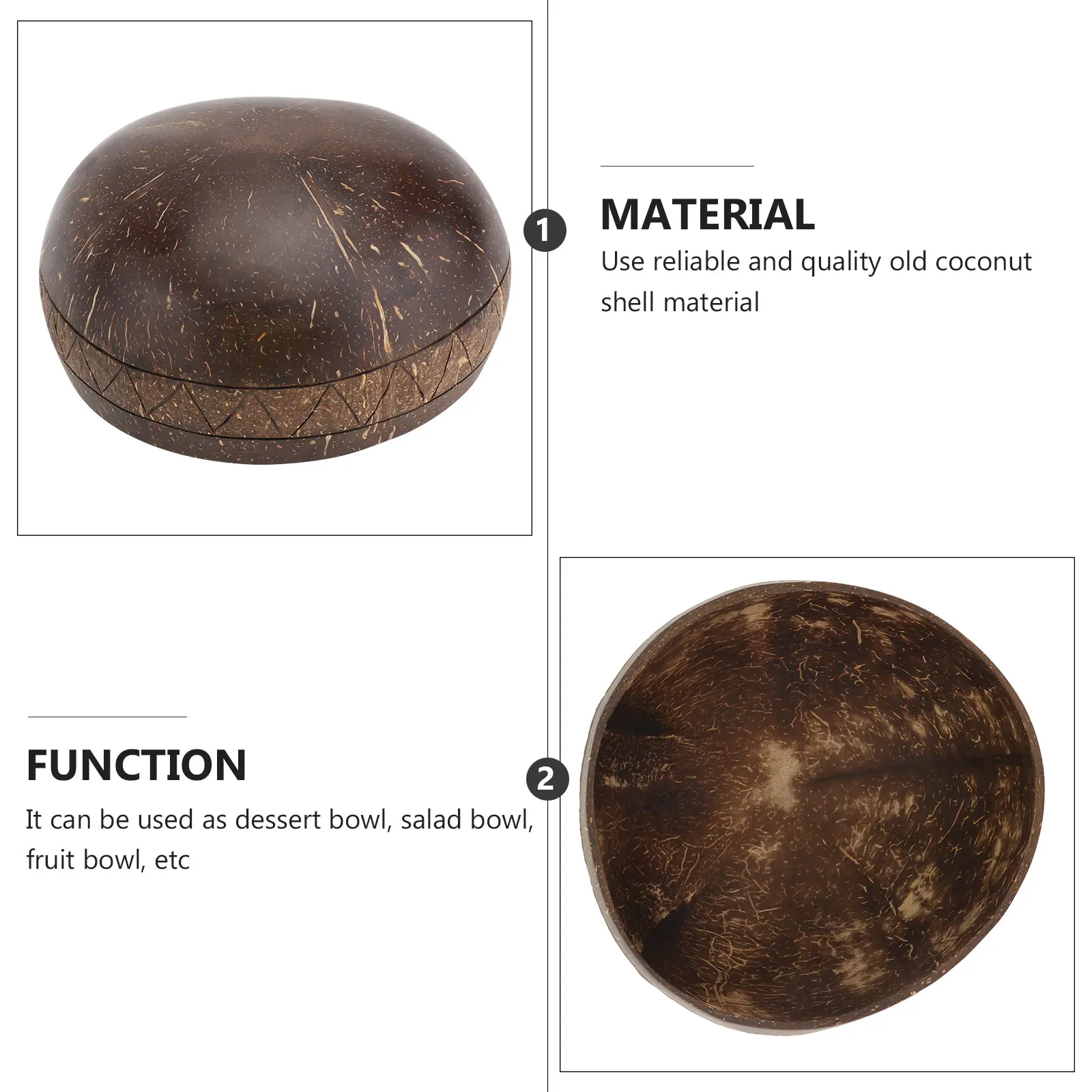 

Coconut Shell Bowl Serving Keys Snack Natural Bowls Shells for Food Child Fruit