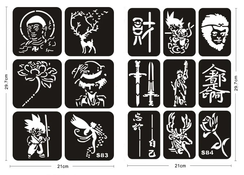 Reusable Henna Tattoo Stencils for Painting Dragon Flower Flames Airbrush Stencils Templates Diy Body Arm Pochoir Tatoo Cool