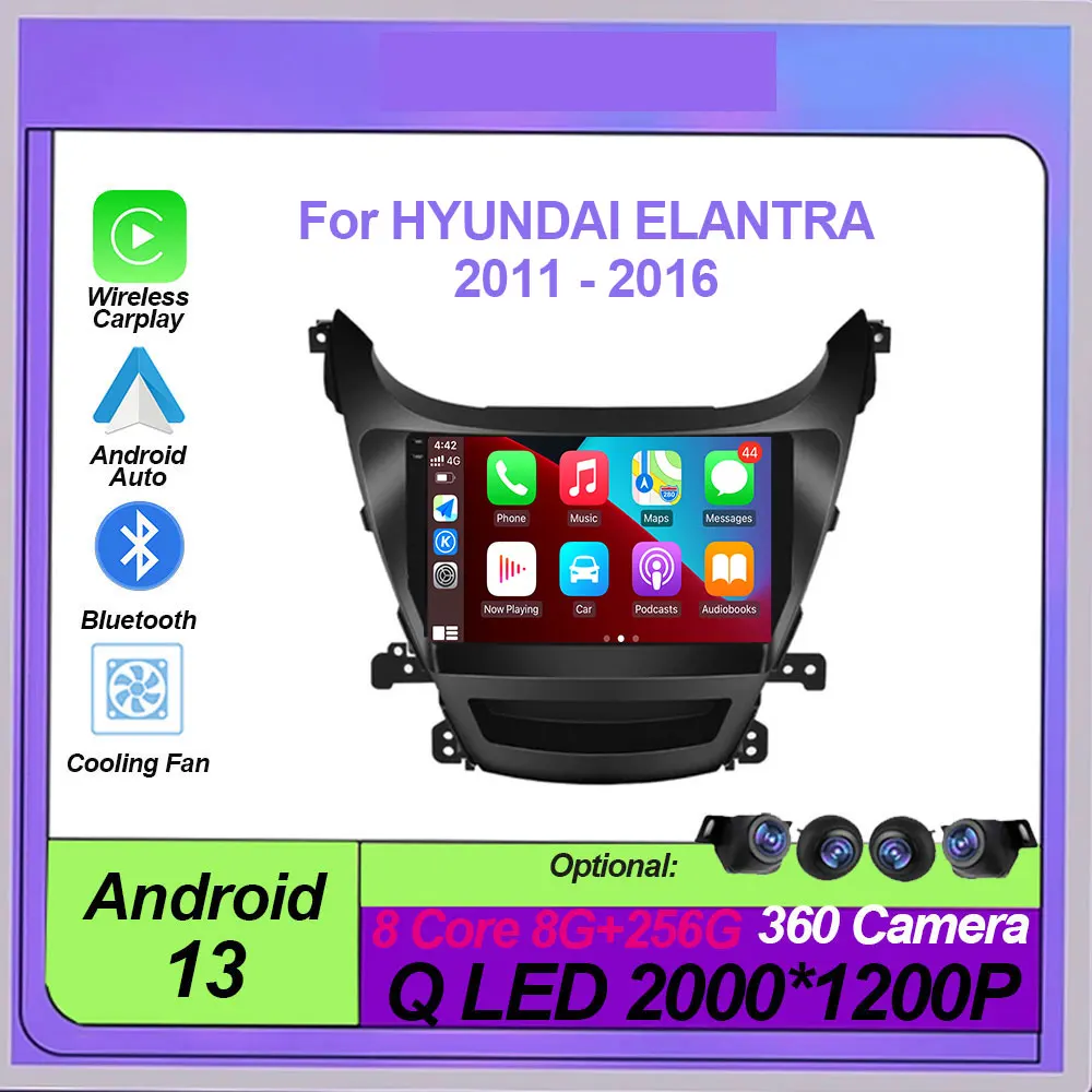 

Android 13 For HYUNDAI ELANTRA 2011 - 2013 2014 - 2016 Multimedia Stereo Video Car Radio Player Navigation GPS WIFI BT