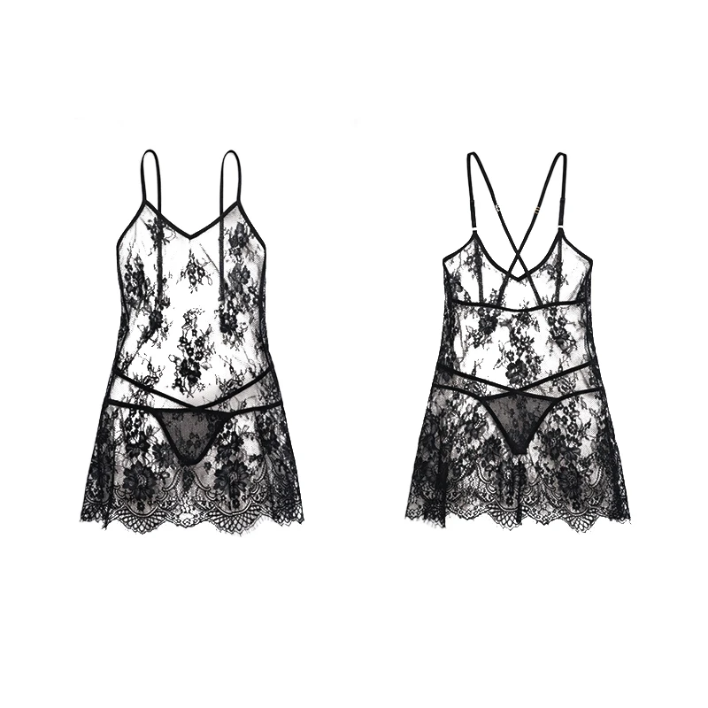 

Сексуальное платье для интимных вечеров, ночная сорочка для женщин, романтическая кружевная ночнушка с открытой спиной, прозрачная ночная рубашка, нижнее белье.