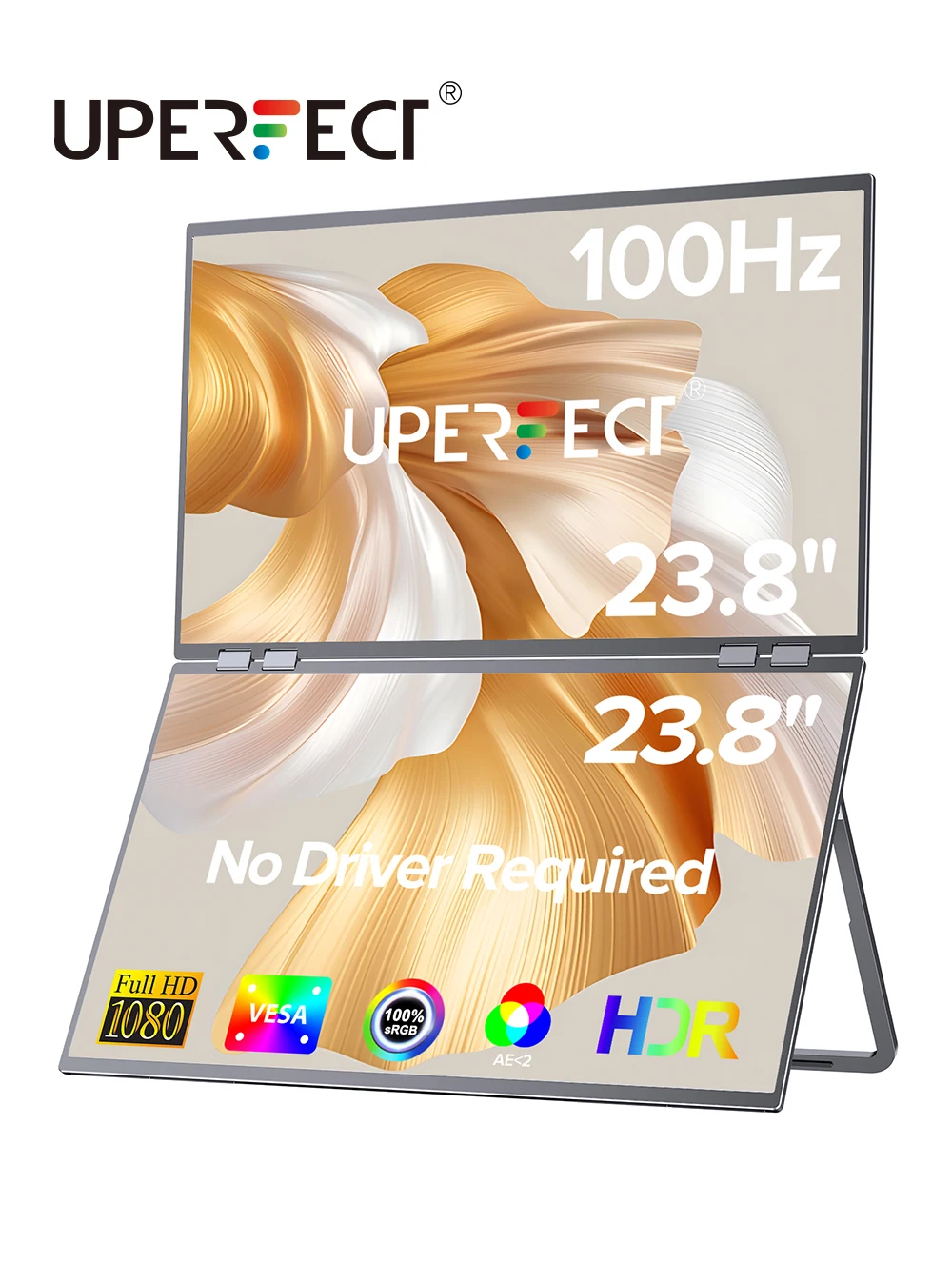 

UPERFECT Delta Mega - 23,8-дюймовый 100 Гц двойной экранный монитор для компьютера 1080P USB-C HDMI игровой ноутбук удлинитель экрана с VESA подставка динамики