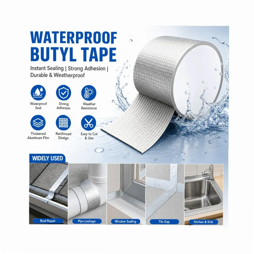 Thick Waterproof Leak Seal Tape 2 Rolls, 1.97x196.85in for Pipe Crack Hose Gutter Roof Emergency Repair, Regular Home