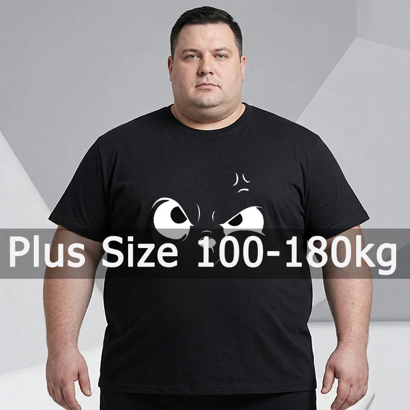 Übergrößen Sommer T-Shirt Herren Schwarz Bedruckte T-Shirts 110-180kg 5XL 6XL 7XL Baumwolle Oversized Oberteile Große Größen Herrenbekleidung 플러스 크기 티셔츠