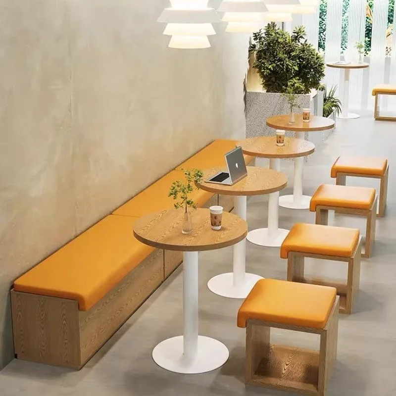 Bench dessert shop small round table leisure area table and chair combination