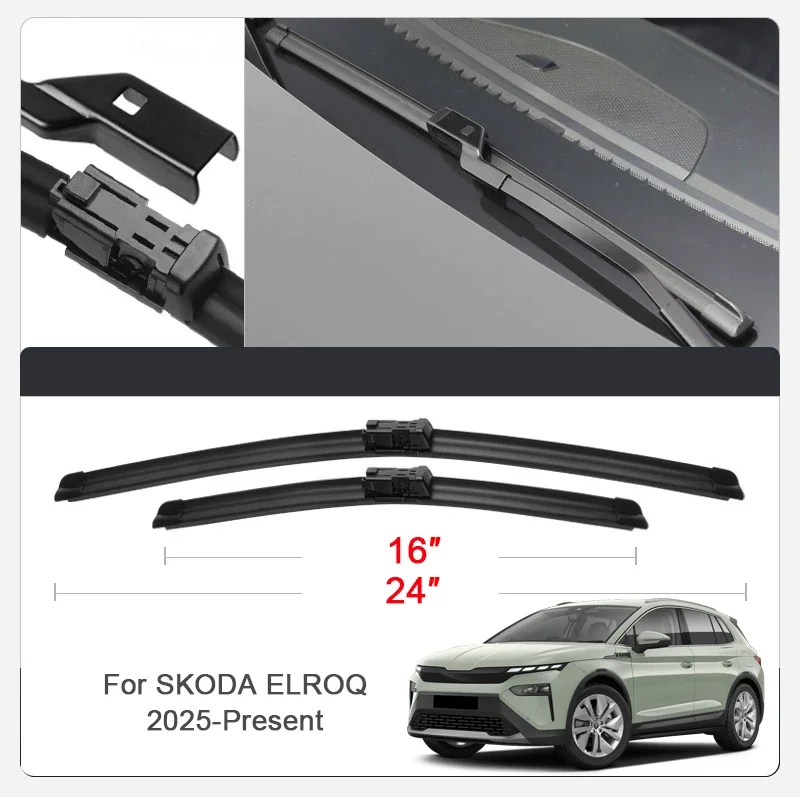 2PCS Car Front Windshield Rubber Wiper For Skoda Kamiq Karoq Kodiaq Elroq Enyaq Fabia NJ Octavia Rapid Spaceback Superb Yeti