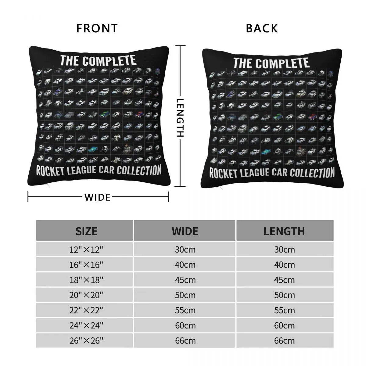 Rocket League Car Collection Square Pillowcase Polyester Linen Velvet Printed Zip Decor Pillow Case Sofa Cushion Cover