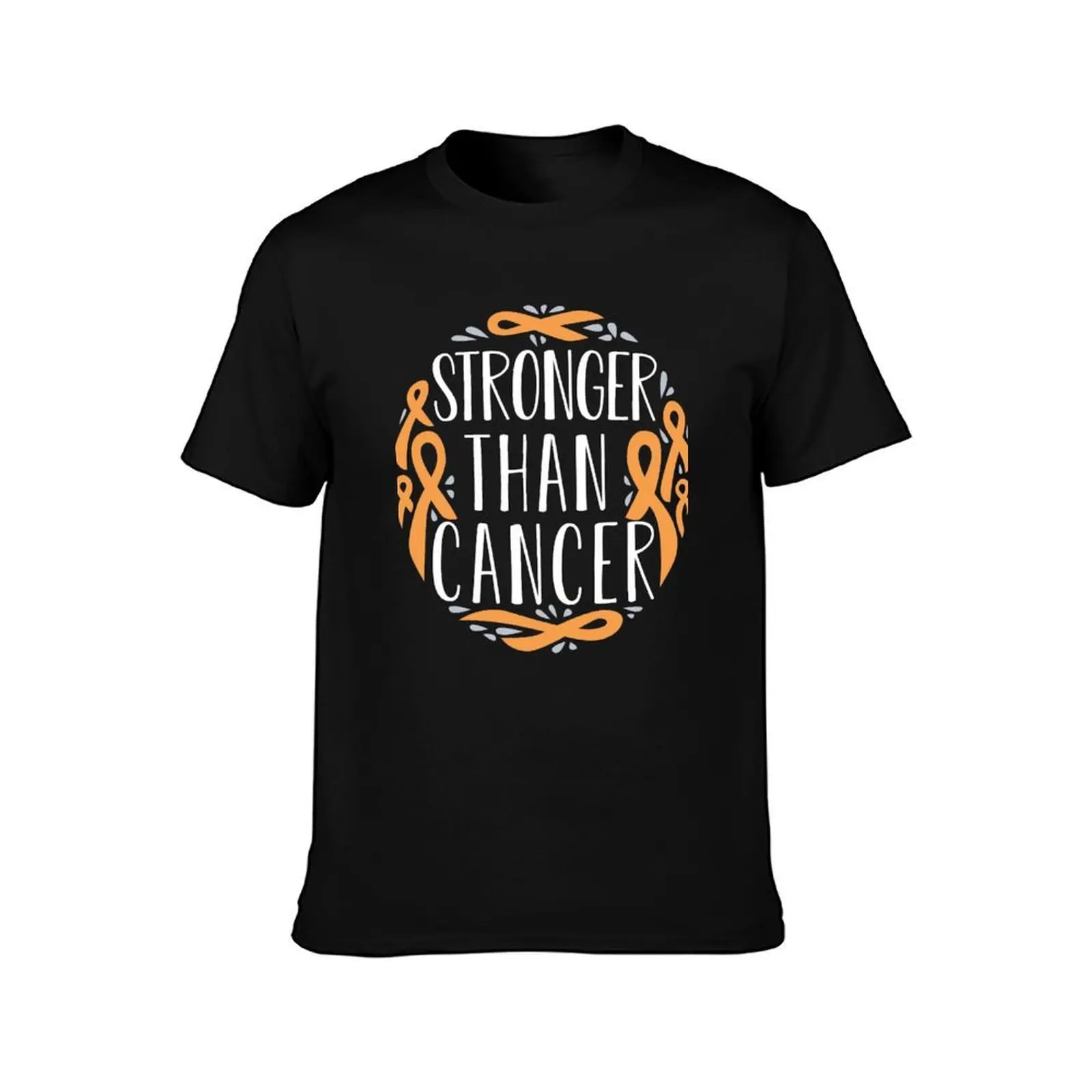 Stronger Than Cancer | Orange Ribbon Leukemia Survivor T-Shirt Casual Trendy Short Sleeve T-Shirt