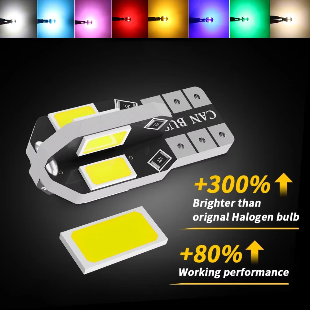 

T10 W5W Led Canbus No Error Car Interior Side Light 5W5 12V 5W Auto License Plate Lamp Bulb Dome Read Light White Blue Red Amber