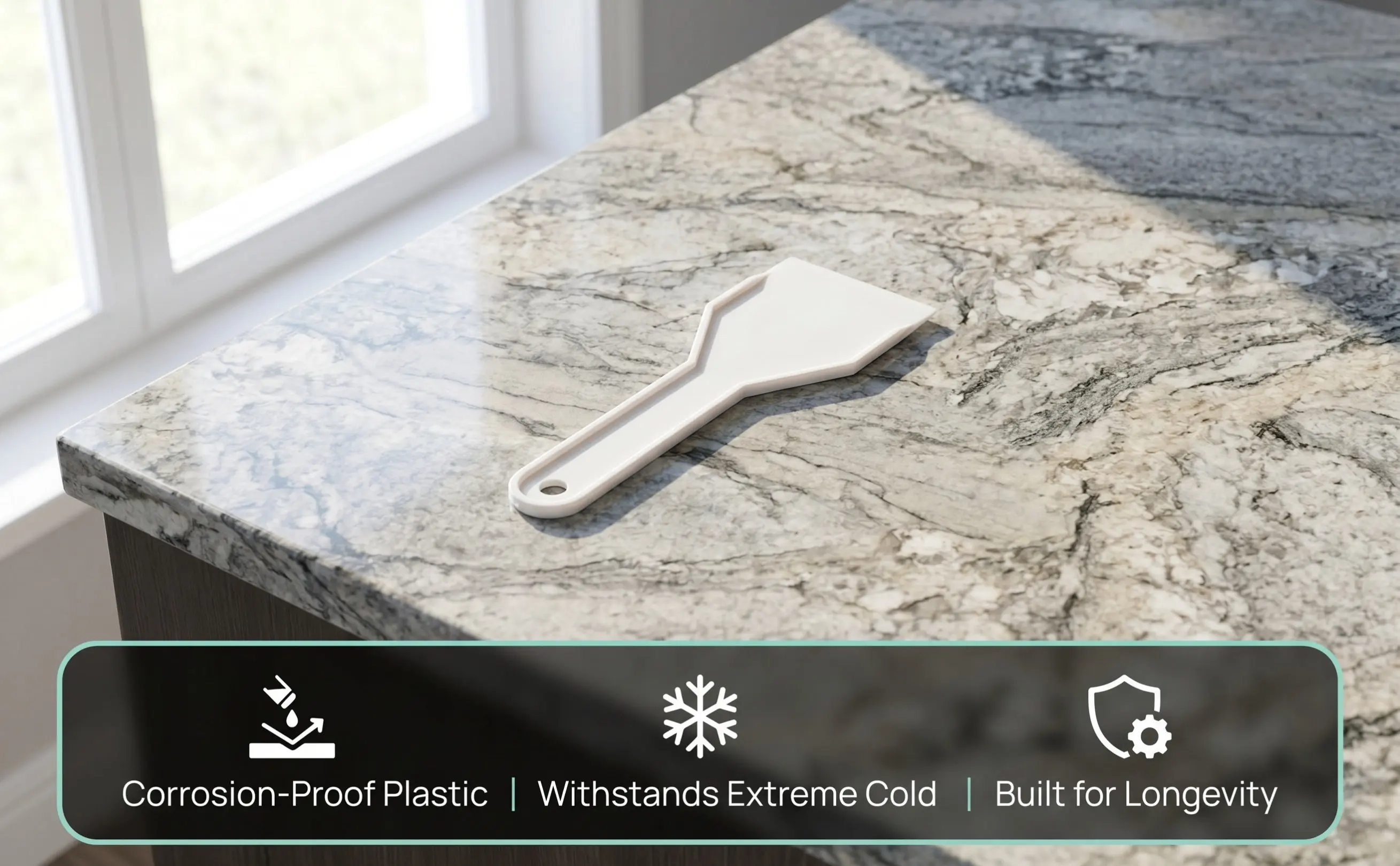 Plastic Ice Shovel White Round Handle Hanging Hole Safe Design Portable Handheld Defroster Flat Shovel Refrigerator Freezer Ice