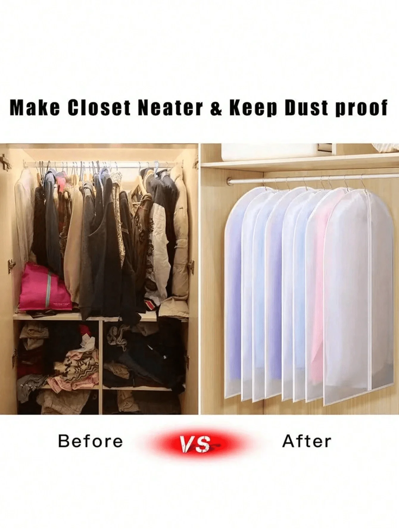 

Translucent Zipper Dust Cover For Clothes Storage Closet Organizer Washable Garment Bag