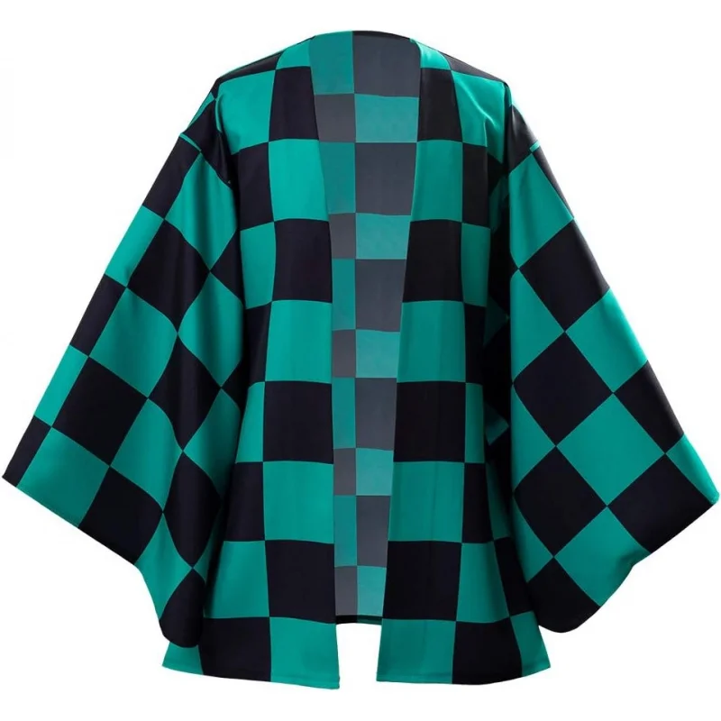 

❤️❤️❤️Tanjirou Robe Adult Green Plaid Cloak Anime Kamado Cosplay Costume Color Block Kimono Cardigan Jacket Set❤️⭐️❤️