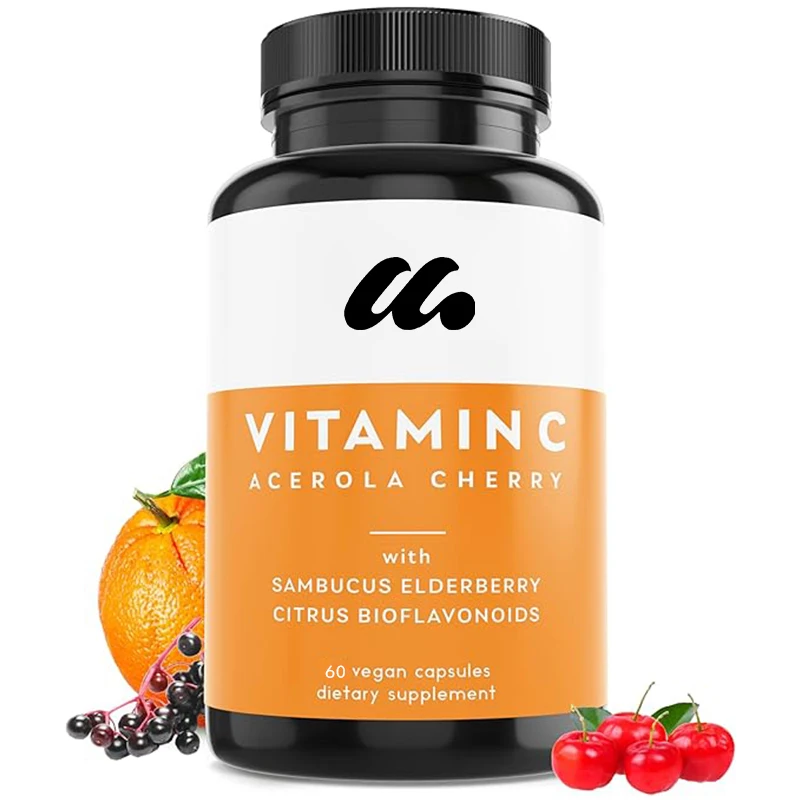 Vitamin C with Organic Elderberry, Organic Citrus Bioflavonids - Whole Food Supplement - Non-GMO - Raw Vegan -60 Capsules