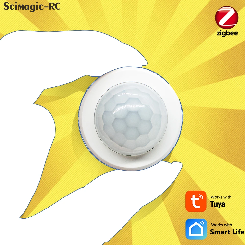 Compatible con sensor de movimiento inteligente con control por aplicación Tuya Zigbee, detector humano PIR inalámbrico para seguridad del hogar, alertas automáticas, compacto para interiores