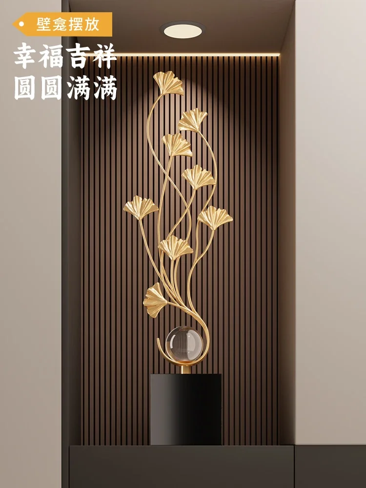 Ginkgo biloba entrance entrance decoration ornaments, light luxury, high-end living room, TV cabinet niche, moving housewarming