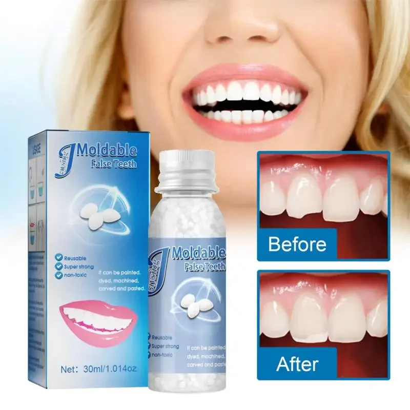 

Sdotter 1~8PCS 30ml Resin Temporary Tooth Repair Granules Teeth Gaps Missing Broken Tooth False Teeth Filling Moldable Solid Glu