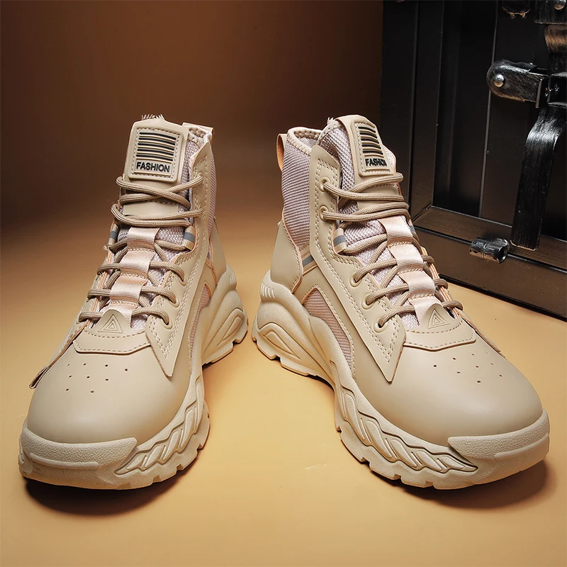 

Новые высокие кроссовки с круглым носком на плоской подошве, удобные, на толстой подошве, спортивные, высококачественные, модные, дышащие, всепогодные, повседневные.