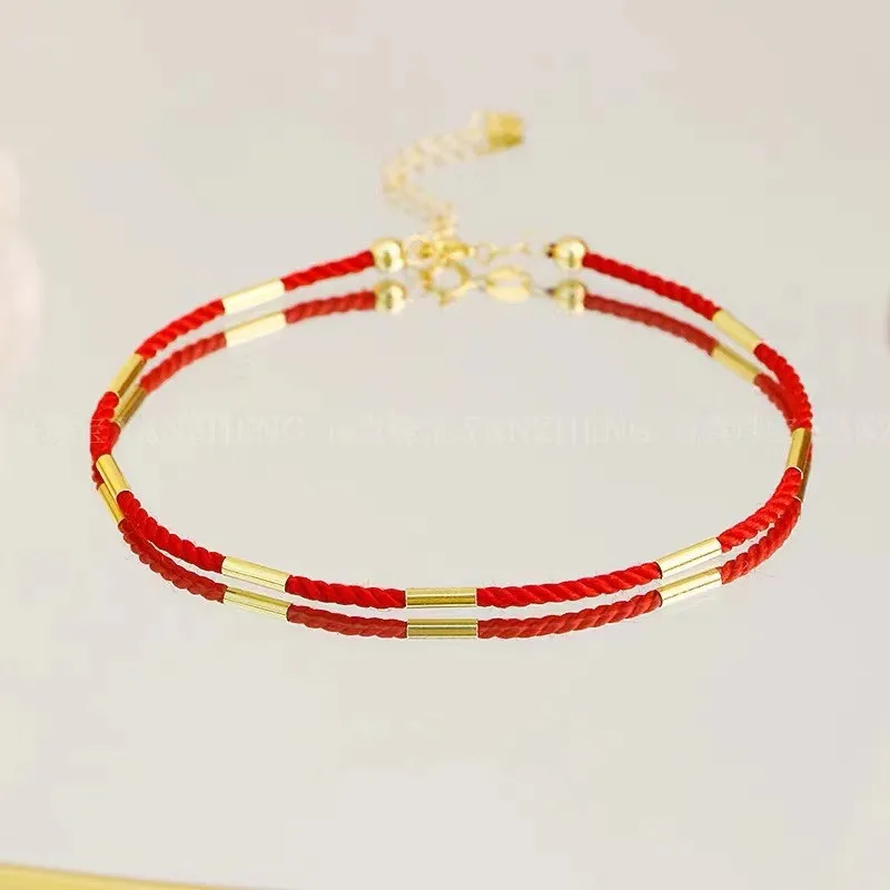 18K Gold Festival Rising Red Rope Bracelet Primordial Year AU750 Red Rope Girl Gives Girlfriend Festival Gifts Boutique Jewelry