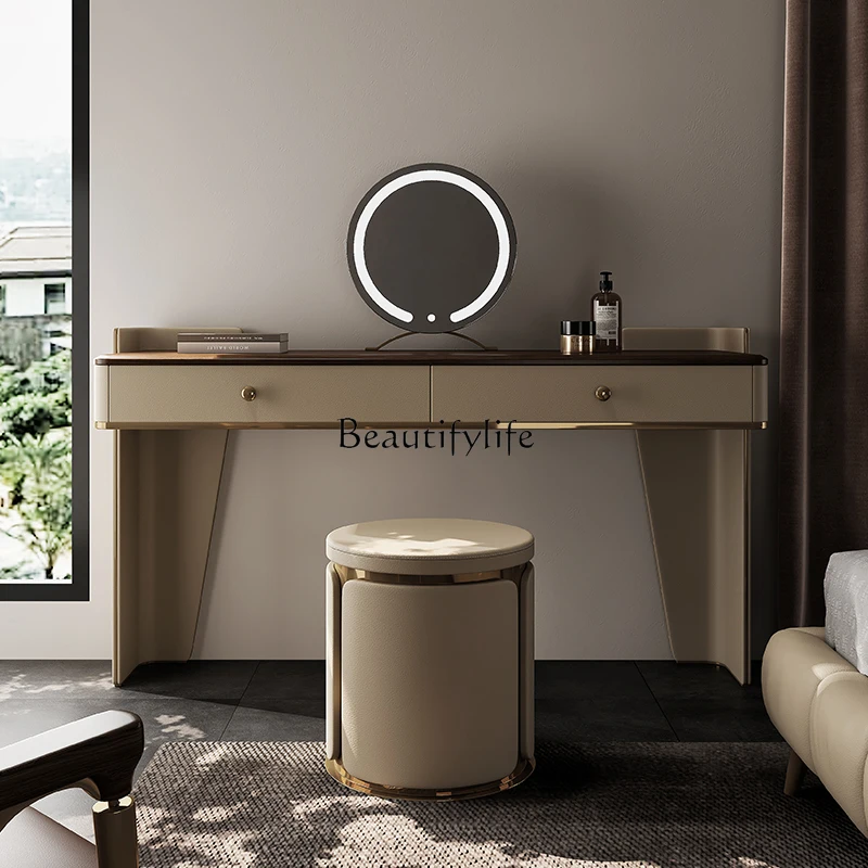 4Italian light luxury solid wood dresser modern simplicity high sense original black walnut