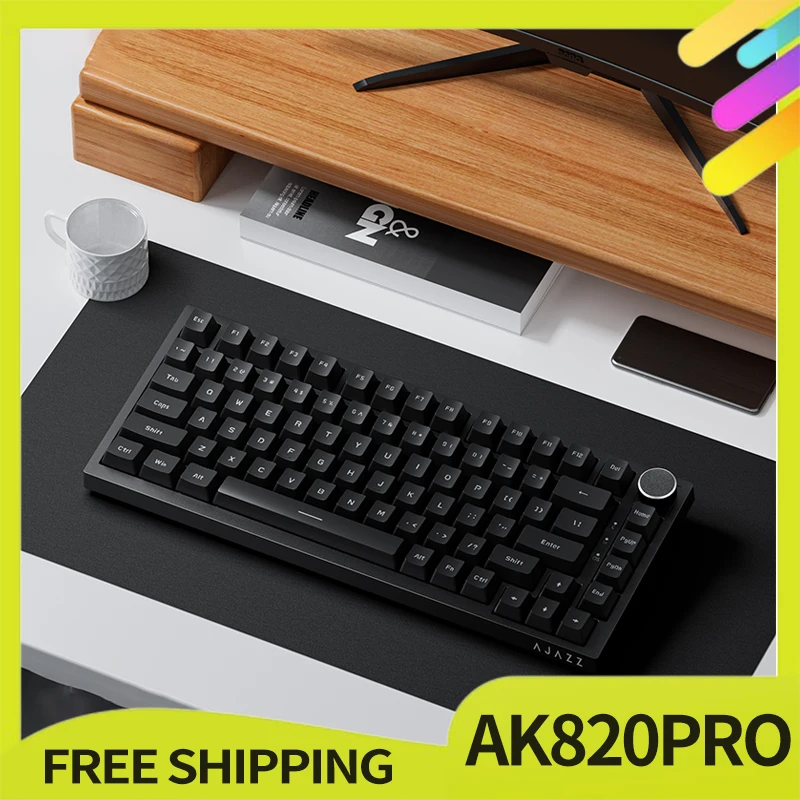 

Ajazz Ak820 Mechanical Keyboard 75% Hot Swapsoft Gasket Structure Optional Rgb Backlit Customized Keyboard Gift