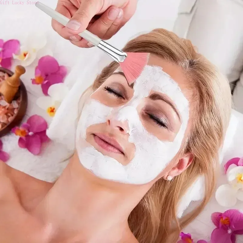 1/3/5/10 Uds. Cepillos faciales prácticos cepillo en forma de abanico aplicador de mascarilla Facial de cabeza plana cepillos de máscara portátiles suaves herramientas cosméticas