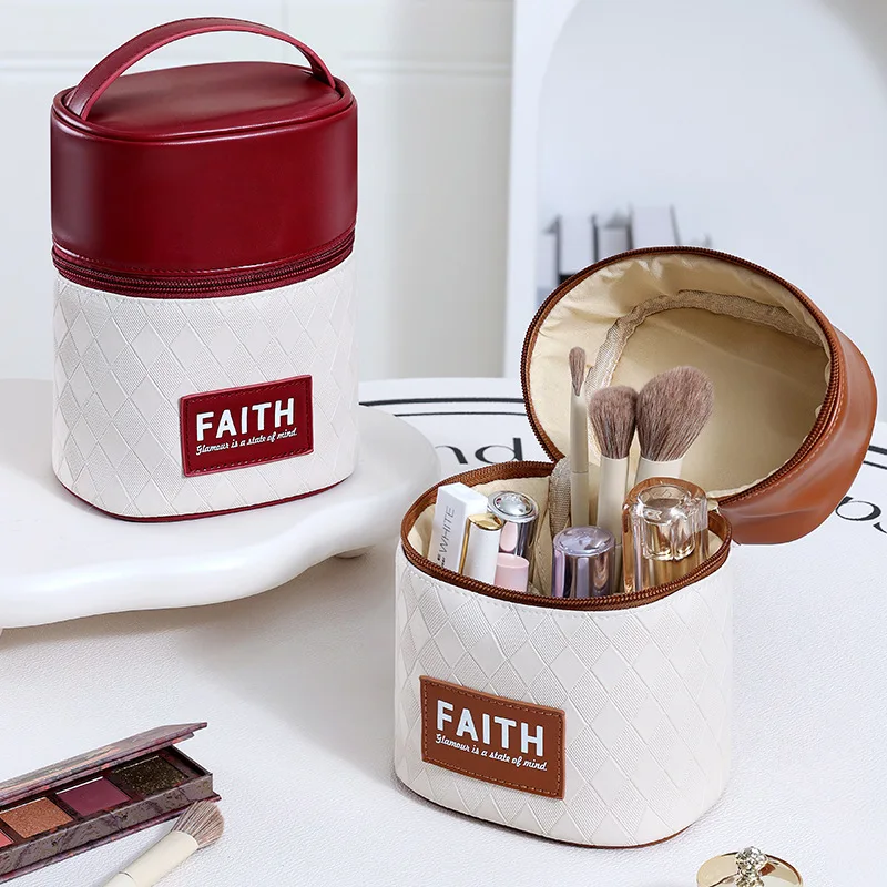 Bolsa de armazenamento de cosméticos à prova d'água PU com bolsa de higiene multifuncional portátil de grande capacidade para viagem atacado