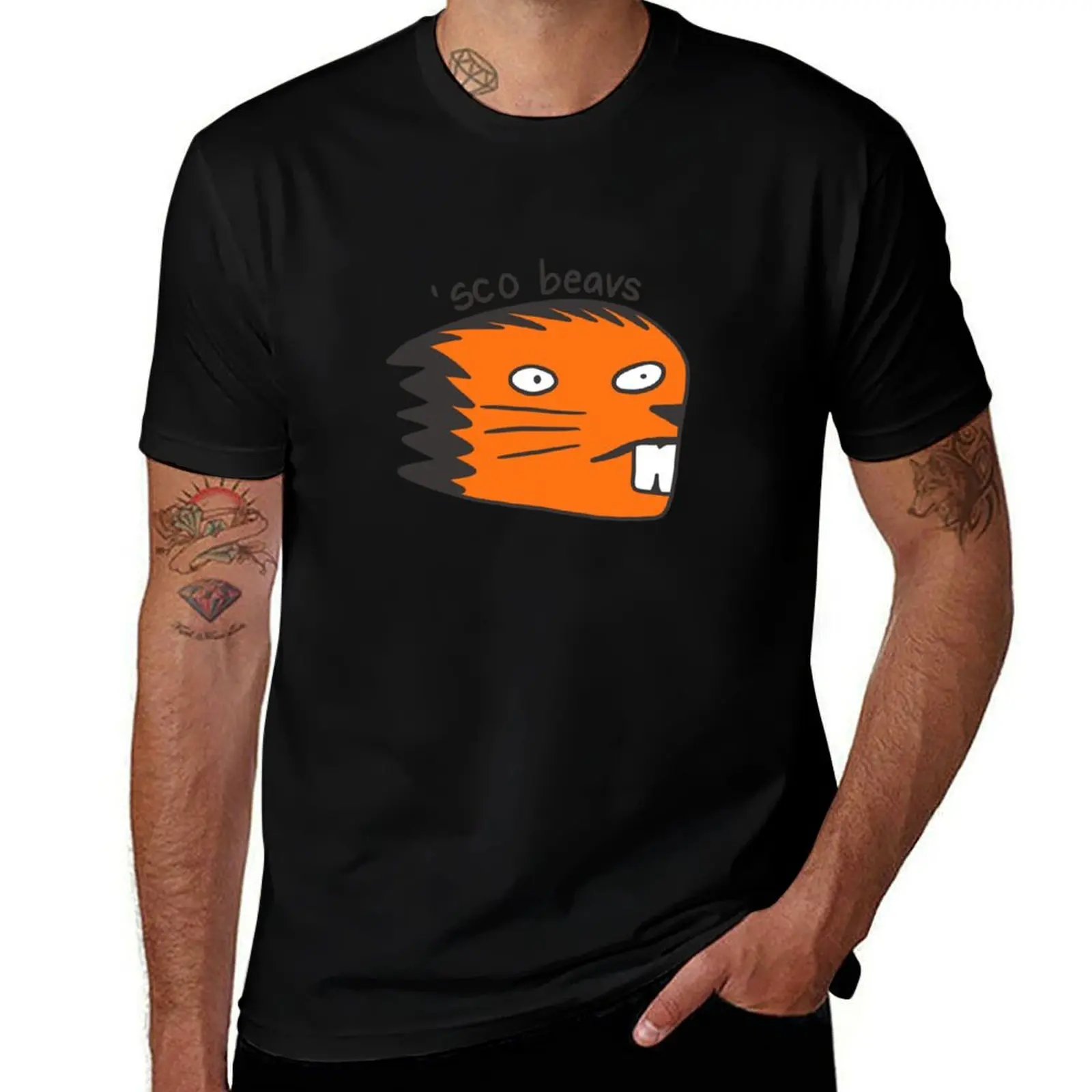 

Poorly Drawn OSU Beaver T-Shirt animal prinfor boys Luxury man blanks Short sleeve tee men