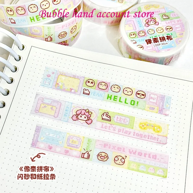 Bailing Princess Original Pixel Style Pull Strip Tape and Paper Material Korean Collage Children's Cartoon Stickers