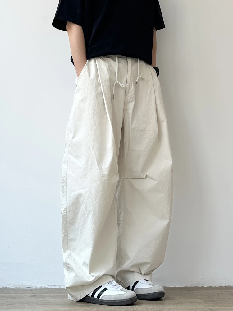 

Retro Japanese Sle Men's Summer Casual Pants Thin Knife Pleated Loose Straight Leg Wide Leg Trousers Versatile Faion...