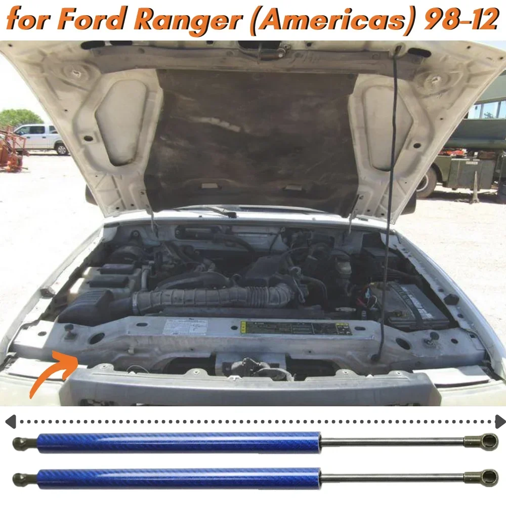 

Qty(2) Hood Struts for Ford Ranger (Americas) Third Generation 1998-2012 Front Bonnet Gas Springs Shock Absorbers Lift Supports